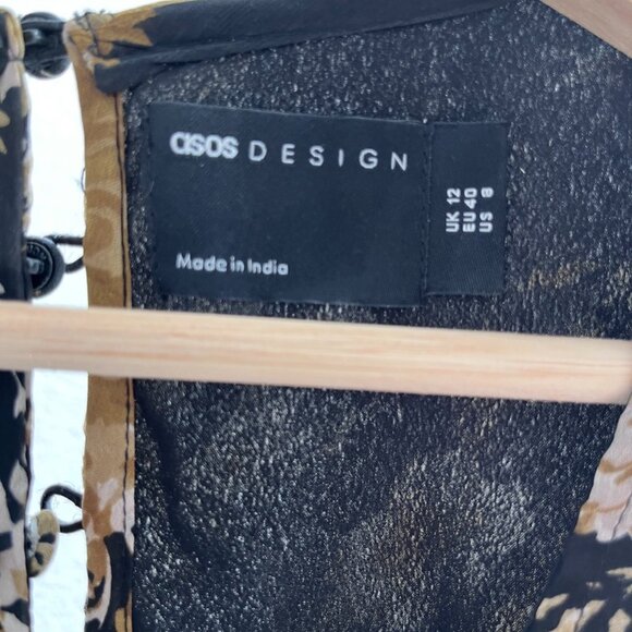 ASOS DESIGN Black Floral Chiffon Ruffle Mini Dress – Size 6 - Picture 2 of 6